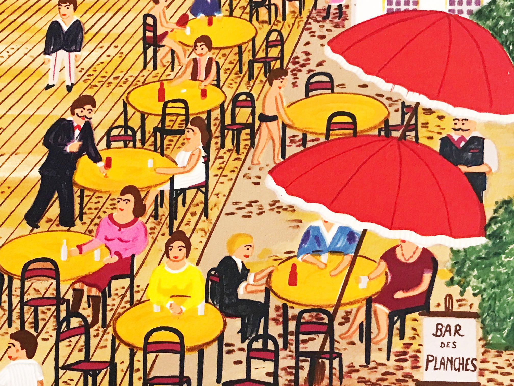 Boardwalk of Deauville Fanch Ledan Hors Commerce Lithograph Print Artist Hand Signed and HC Numbered