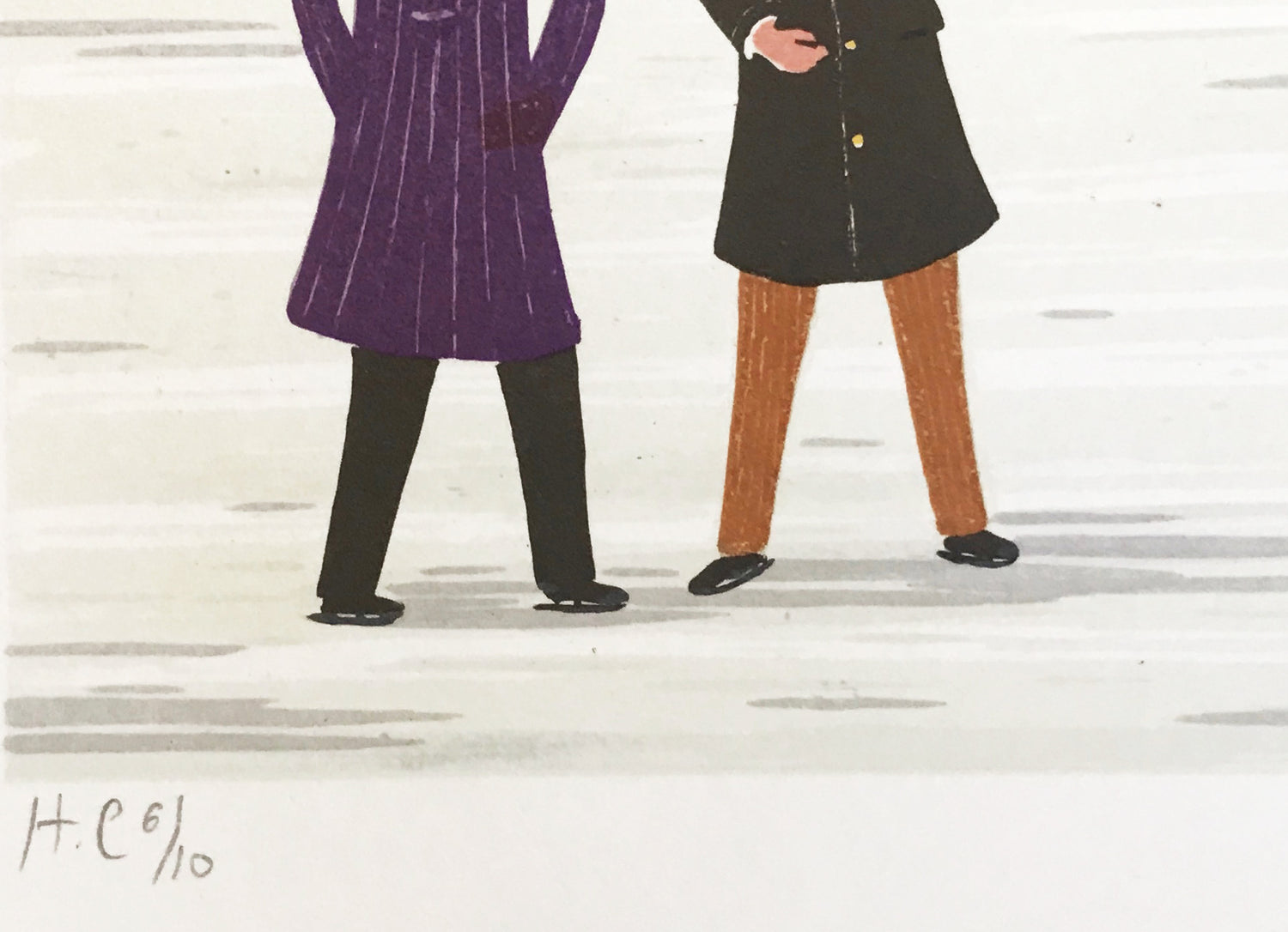 Skating in Central Park Fanch Ledan Hors Commerce Edition Lithograph Print Artist Hand Signed and HC Numbered