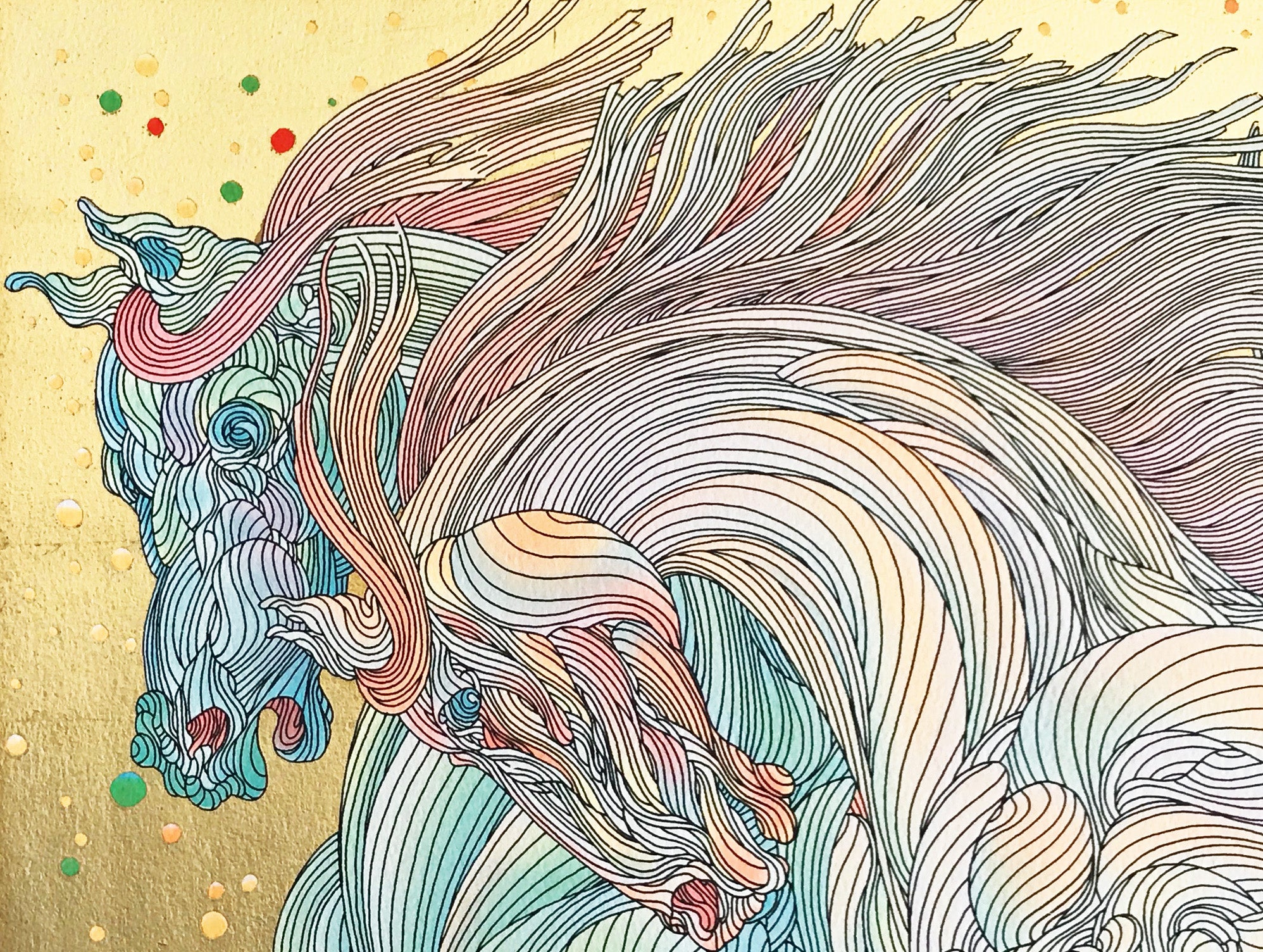 Stardust Guillaume Azoulay Gold Leaf Embellished Serigraph Print Artist Hand Signed and Numbered