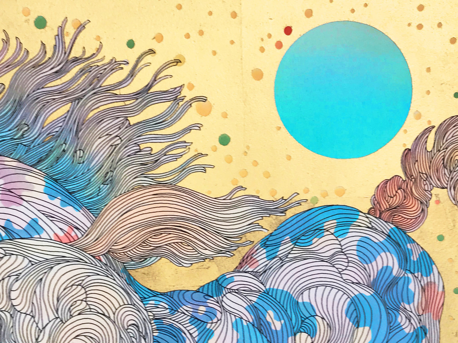 Stardust Guillaume Azoulay Gold Leaf Embellished Serigraph Print Artist Hand Signed and Numbered