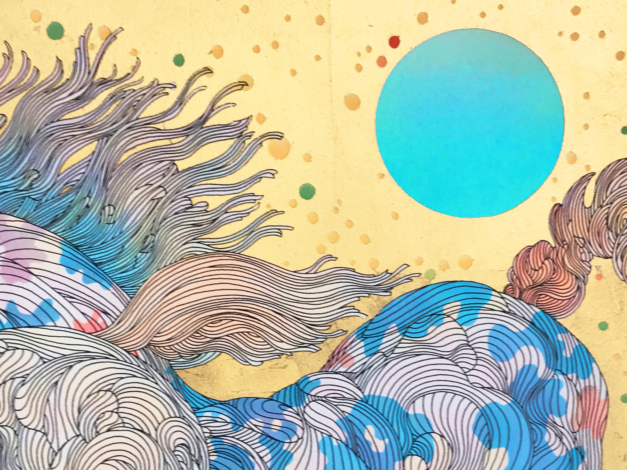 Stardust Guillaume Azoulay Gold Leaf Embellished Serigraph Print Artist Hand Signed and Numbered