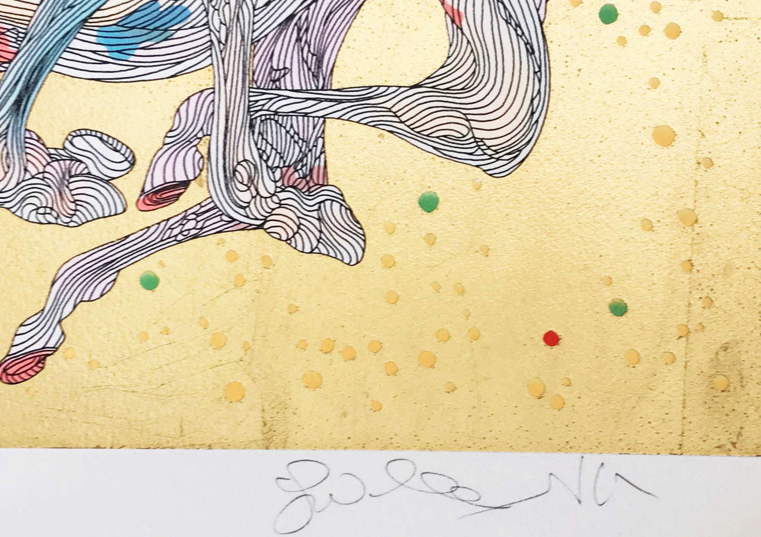 Stardust Guillaume Azoulay Gold Leaf Embellished Serigraph Print Artist Hand Signed and Numbered