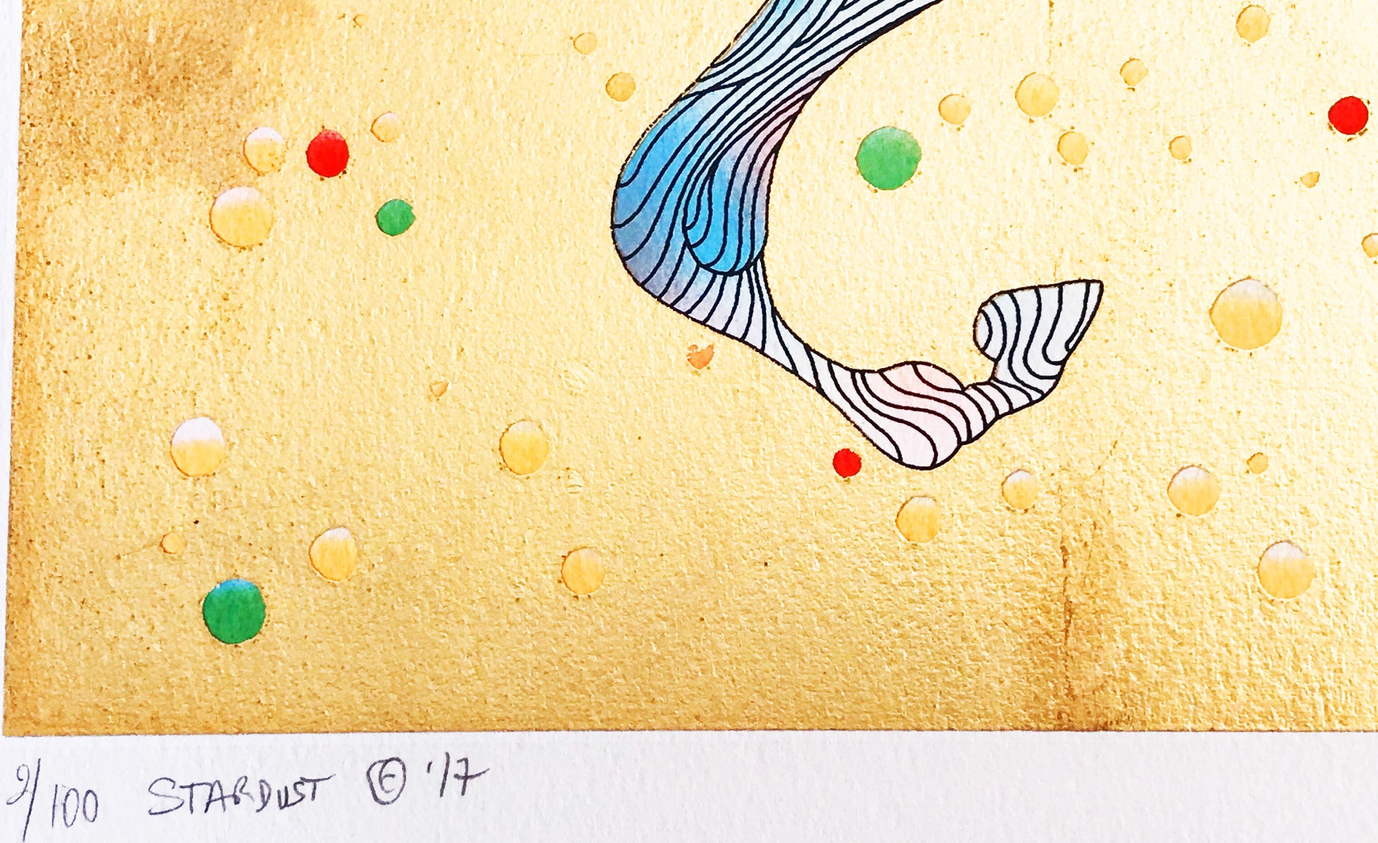 Stardust Guillaume Azoulay Gold Leaf Embellished Serigraph Print Artist Hand Signed and Numbered