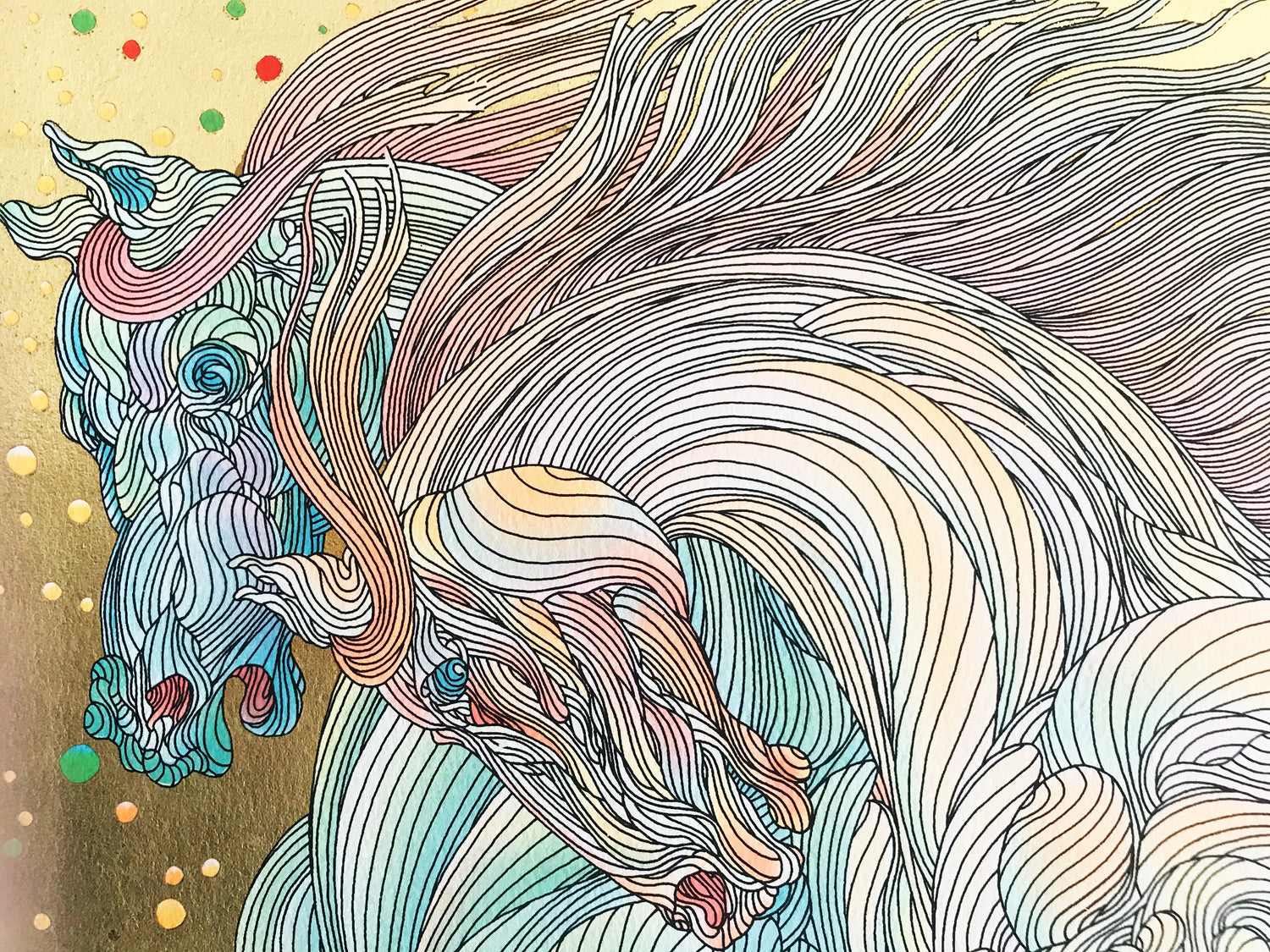 Stardust Guillaume Azoulay Gold Leaf Embellished Serigraph Print Artist Hand Signed and Numbered