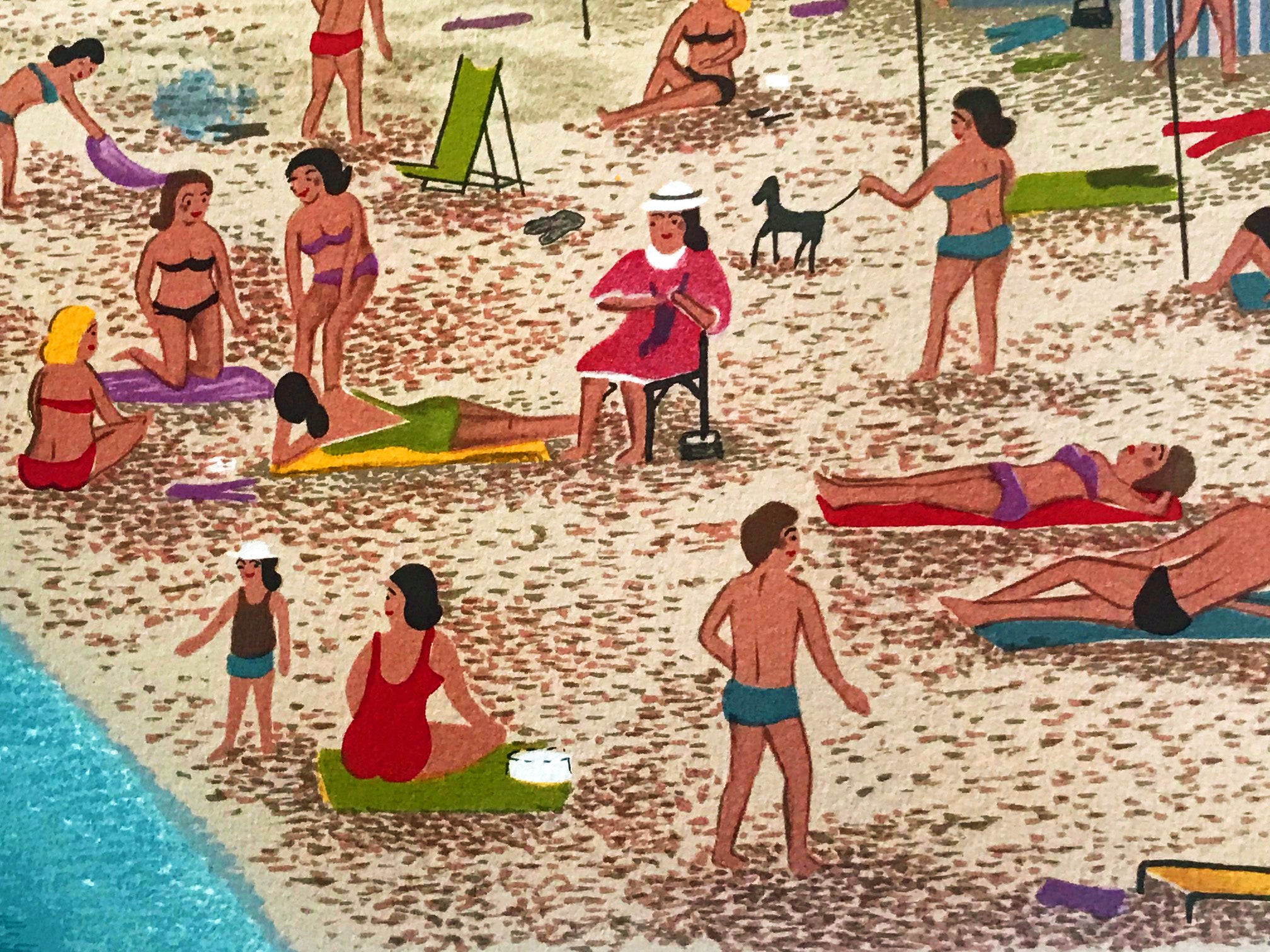 La Plage de la Baule Fanch Ledan Artist Proof Lithograph Print Hand Signed and AP Numbered