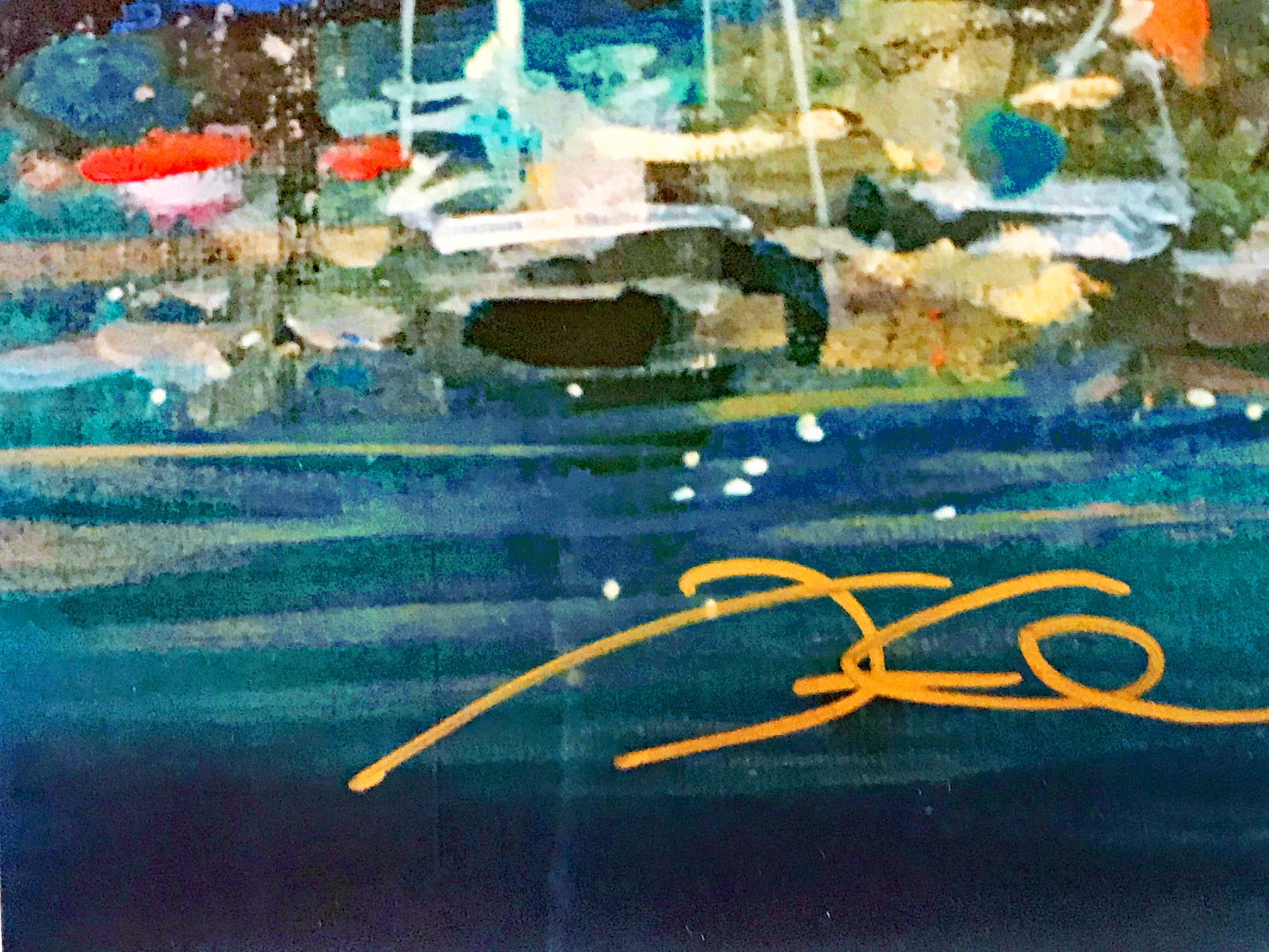 Portofino Bay James Coleman Lithograph Print Artist Hand Signed and Numbered