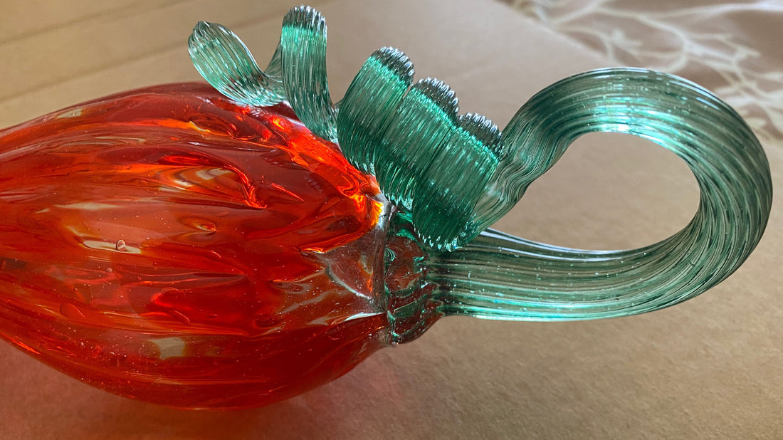 Mariusz Rynkiewicz Hand Blown Glass Pumpkin Sculpture Artist Hand Signed