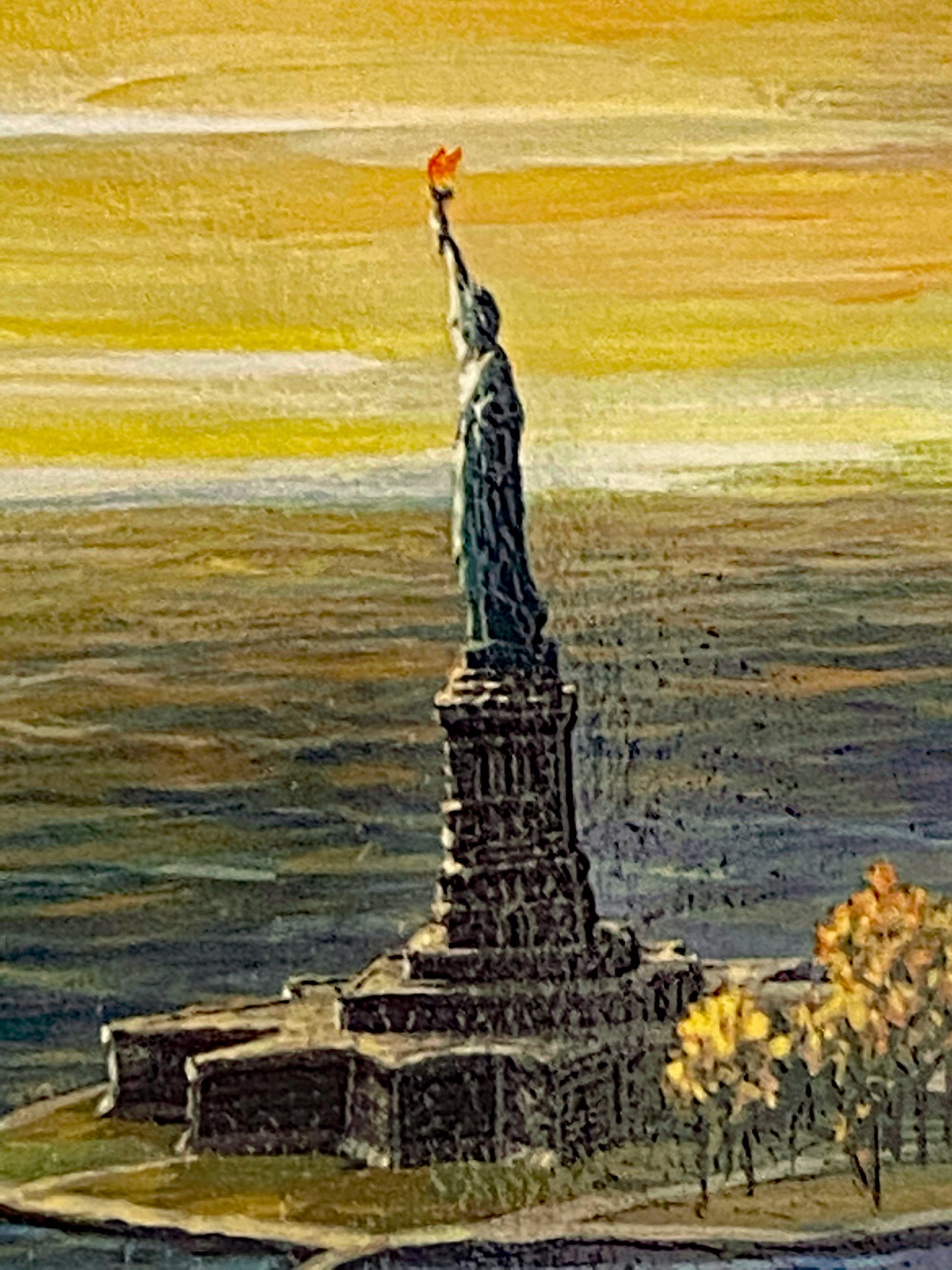 Ellis Island Fall Alexander Chen Mixed Media Print Artist Hand Signed and Numbered