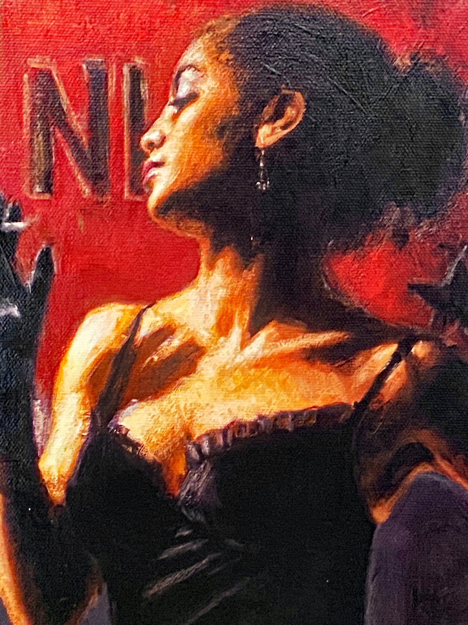 Sensual Touch In The Dark II Fabian Perez Artist Proof Giclée Print on Canvas Board Hand Signed AP Numbered and Framed