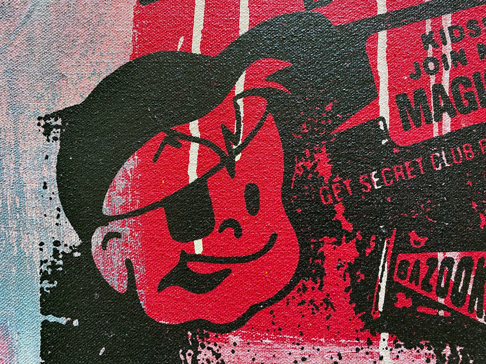 Bazooka Joe Gail Rodgers Acrylic Silkscreen Painting on Canvas Artist Hand Signed