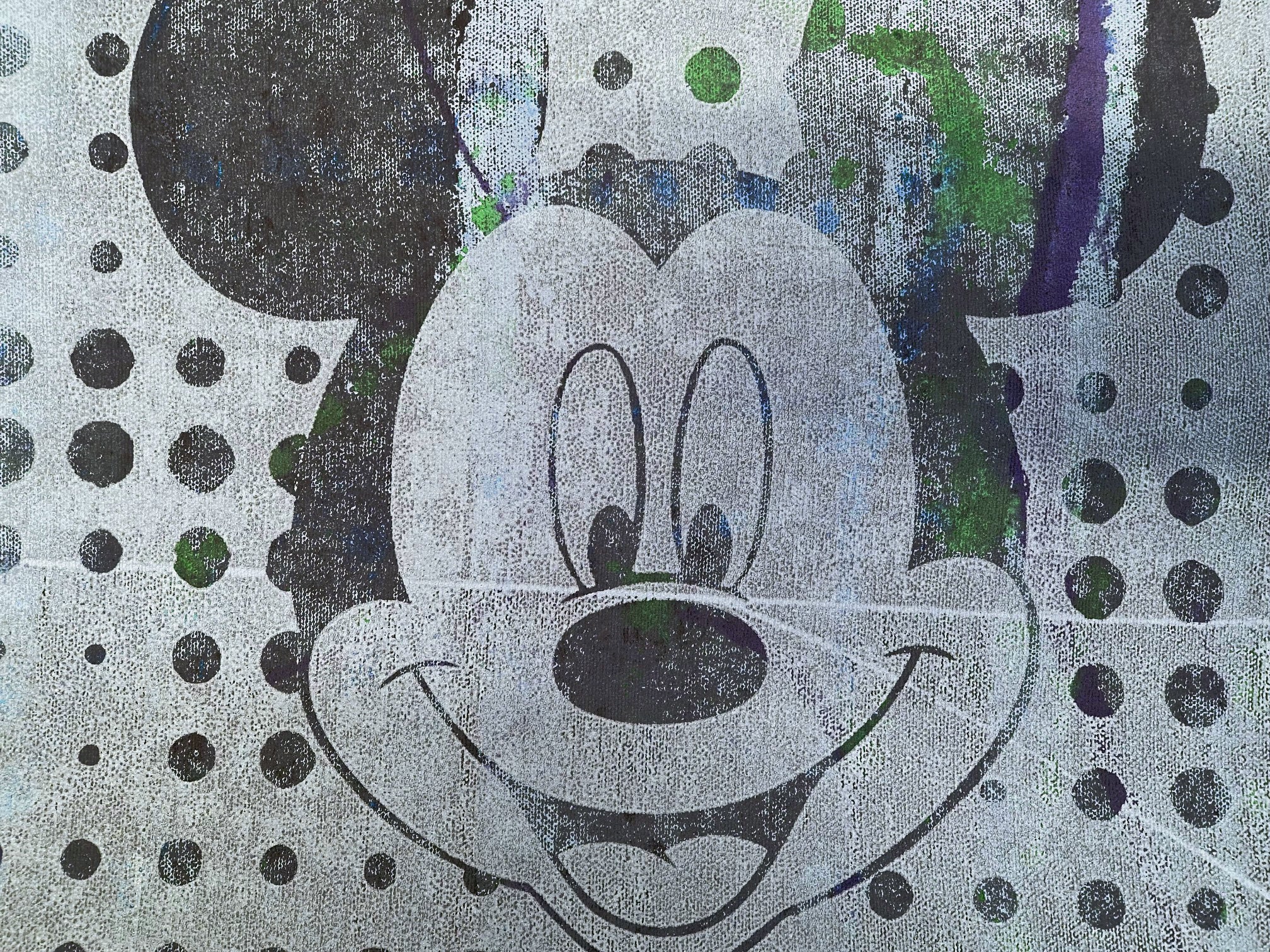 Mickey Mouse Gail Rodgers Acrylic Silkscreen Painting on Canvas Artist Hand Signed