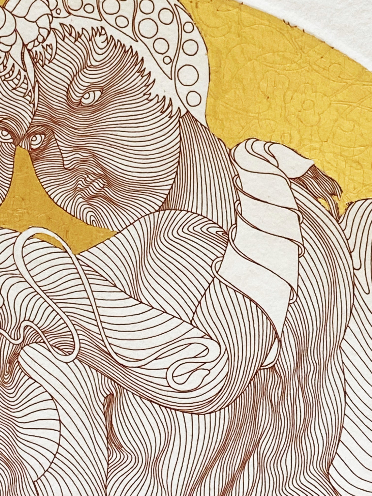 Zodiac Series Gemini Guillaume Azoulay Etching Artist Hand Embellished Gold Leaf Hand Signed and Numbered