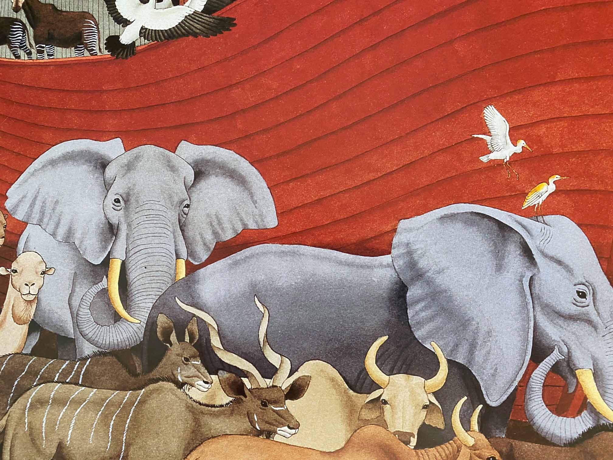 Noah and the Animals Tony Chen Artist Proof Lithograph on Paper Artist Hand Signed and AP Numbered