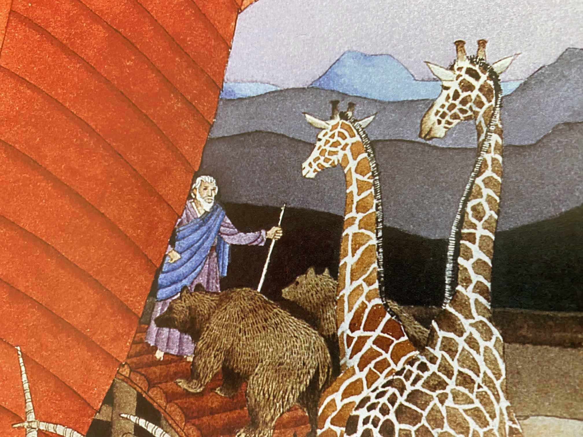 Noah and the Animals Tony Chen Artist Proof Lithograph on Paper Artist Hand Signed and AP Numbered