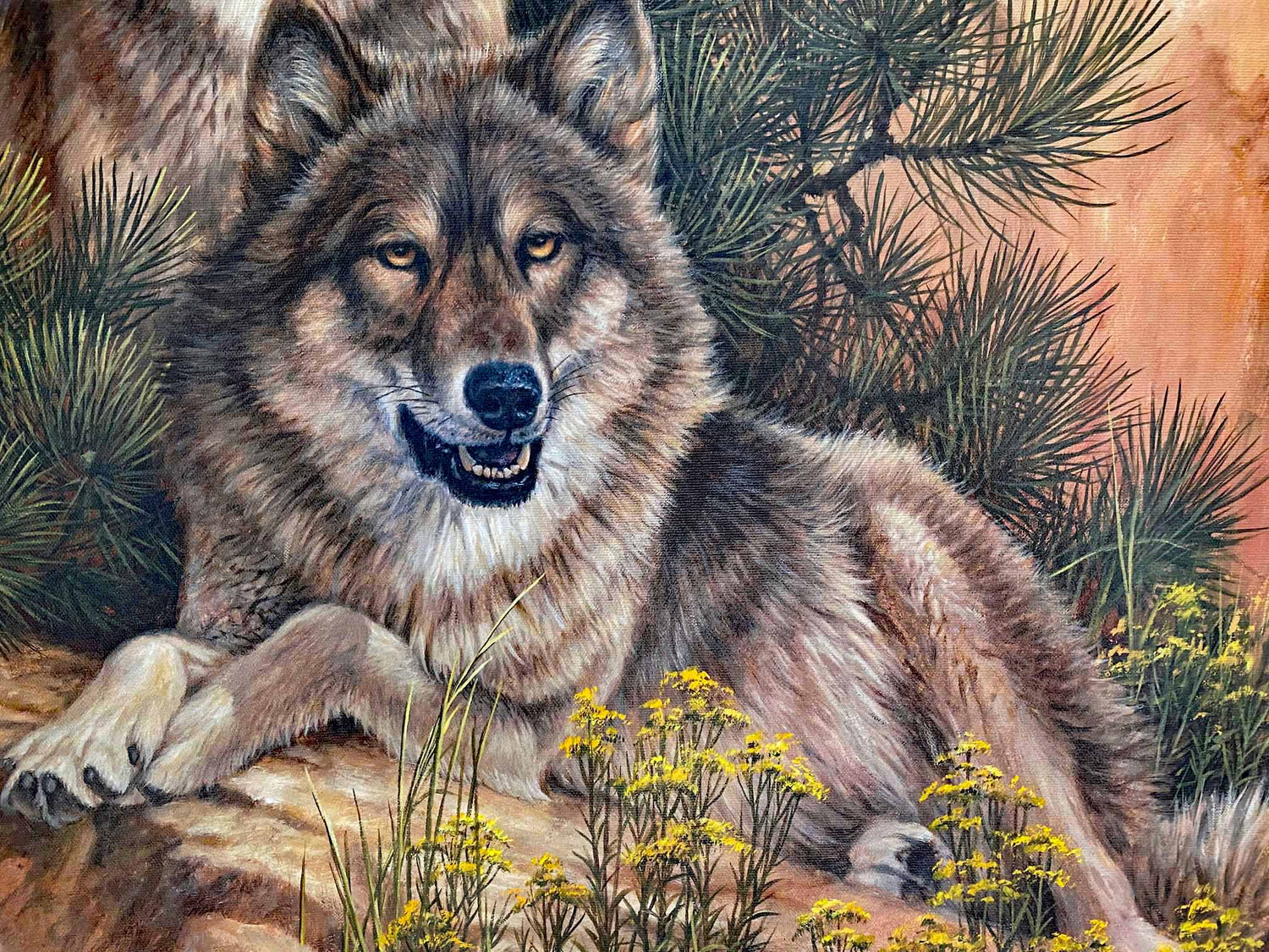 Summer Retreat - Gray Wolves Larry Fanning Artist Proof Giclée on Canvas Artist Hand Signed and AP Numbered