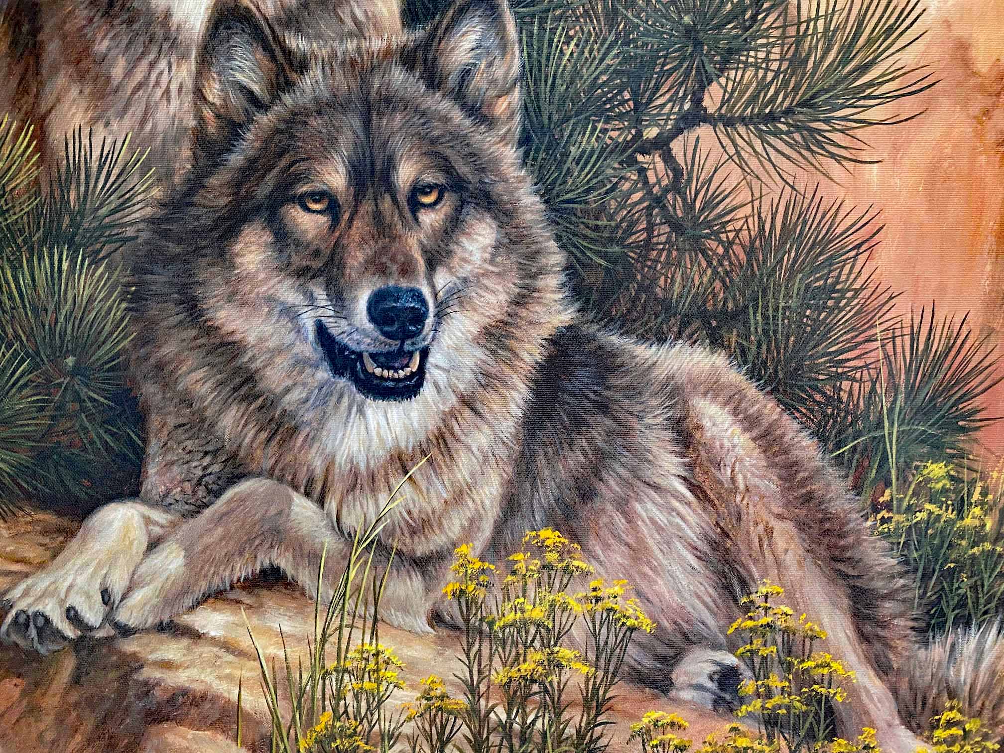 Summer Retreat - Gray Wolves Larry Fanning Artist Proof Giclée on Canvas Artist Hand Signed and AP Numbered