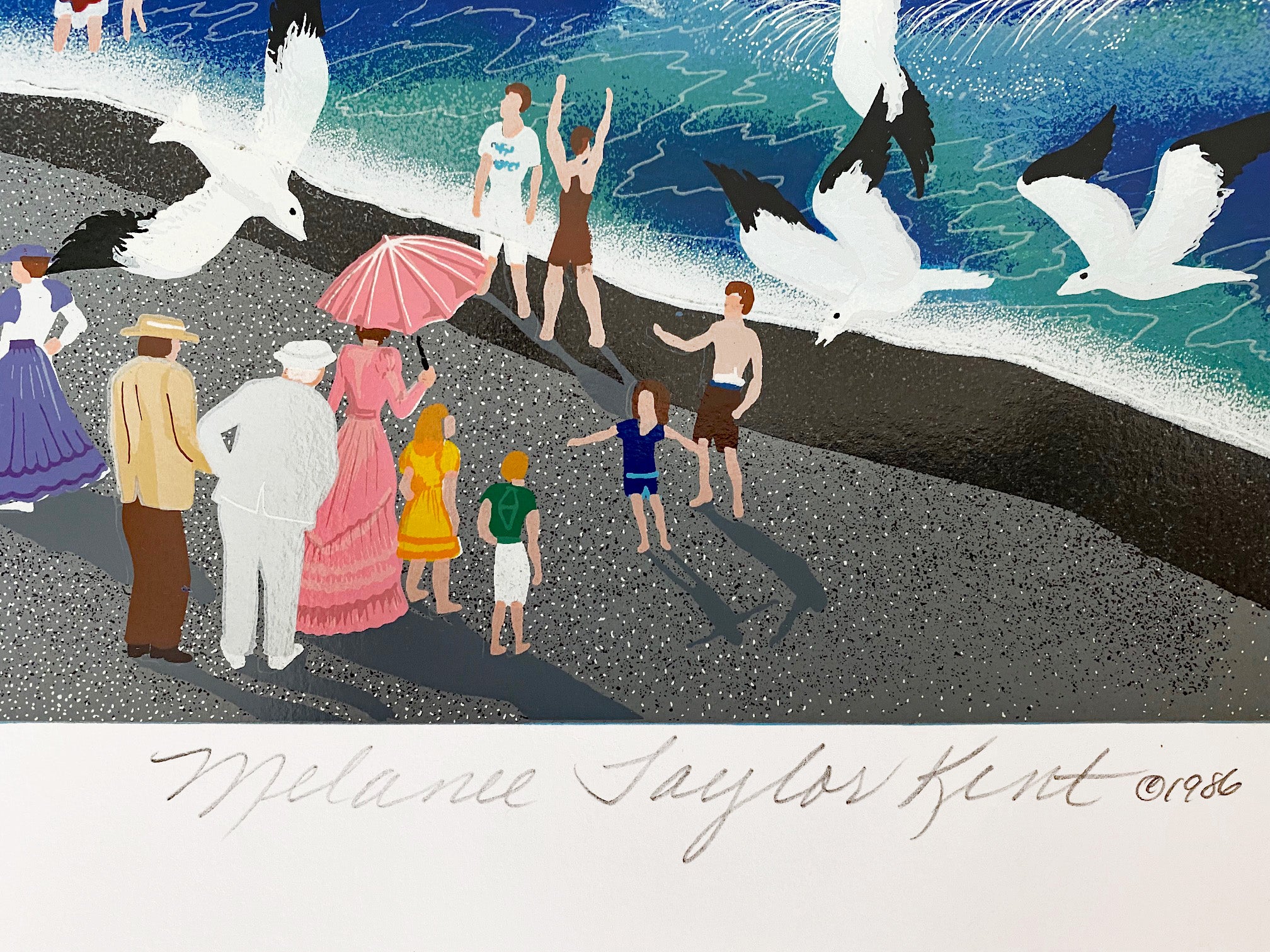 Boardwalk of Atlantic City Melanie Taylor Kent Serigraph Print Artist Hand Signed and Numbered