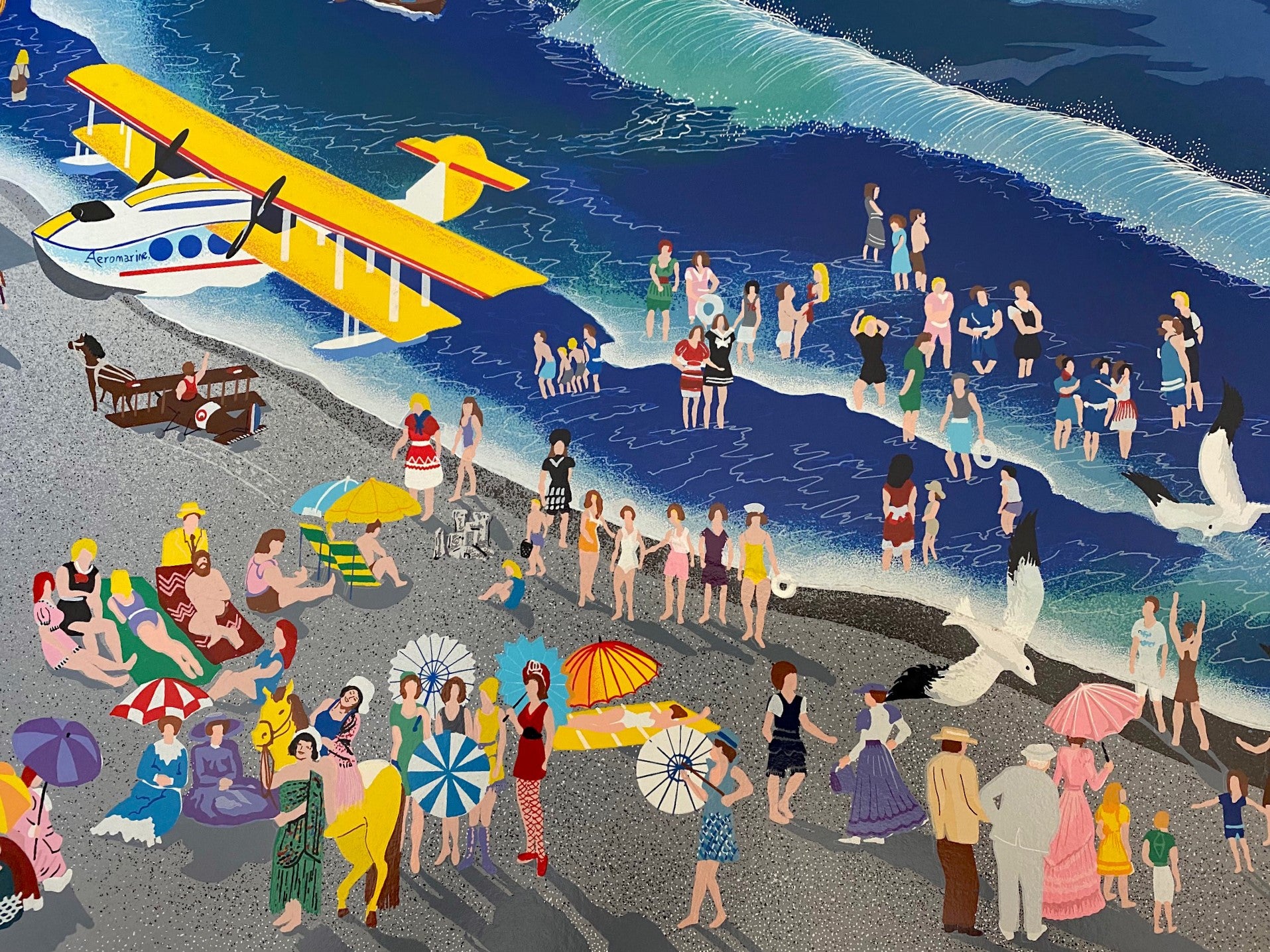 Boardwalk of Atlantic City Melanie Taylor Kent Serigraph Print Artist Hand Signed and Numbered