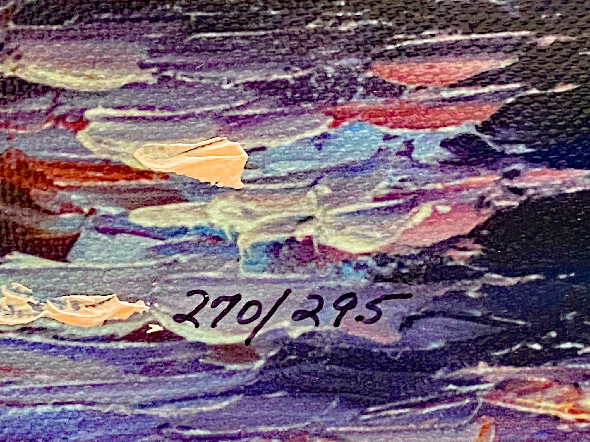 Sunset on the Grand Canal 4 Howard Behrens Hand Embellished Canvas Giclée Bearing Artist Authorized Signature and Numbered