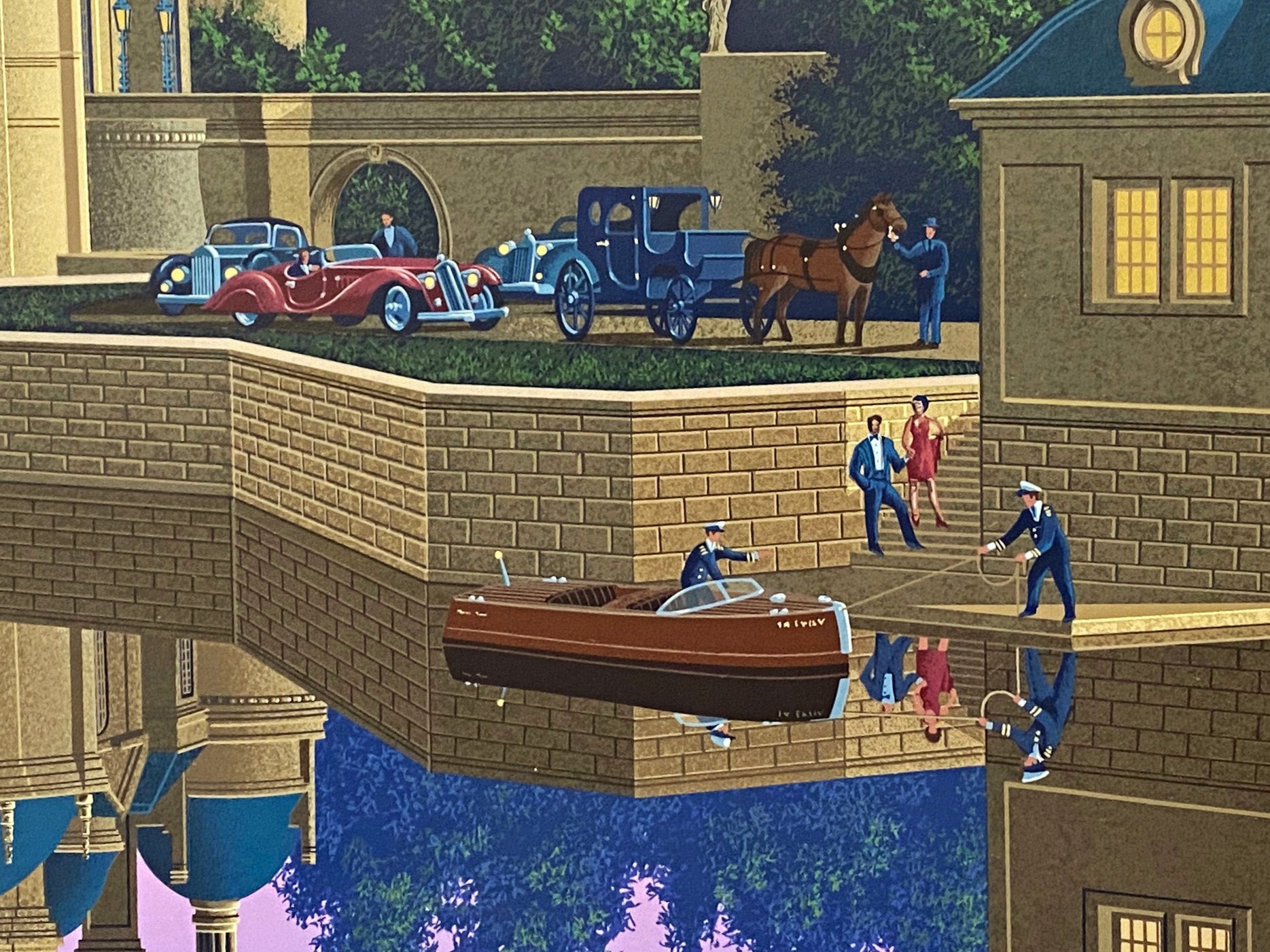 The Boating Party Jim Buckels Serigraph on Paper Artist Hand Signed and Roman Numeral Numbered