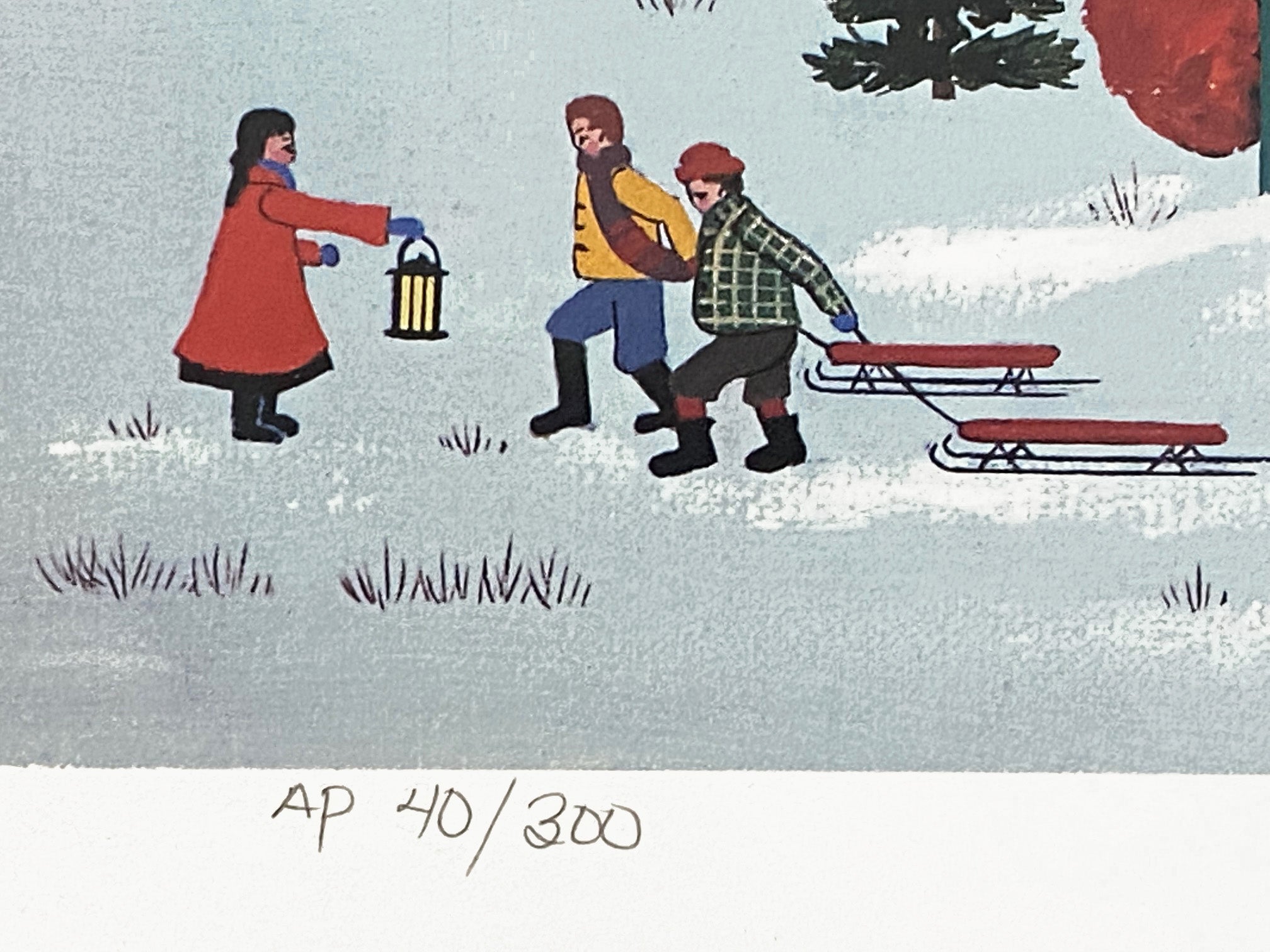 Jingle Bells and Carolers Jane Wooster Scott Artist Proof Lithograph Print Artist Hand Signed and AP Numbered