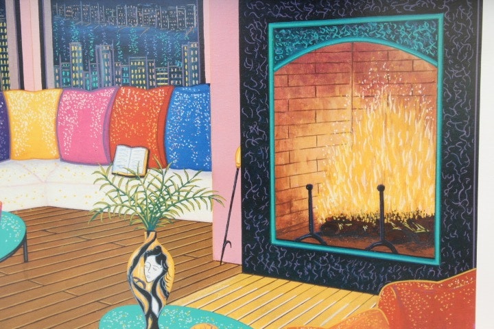 Interior with Cocteau Fanch Ledan Artist Proof Fine Art Seriolithograph Print Artist Hand Signed and Numbered