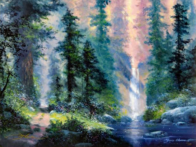 Bob Ross - Misty Waterfall, Signed Original Painting Contemporary Art - for  sale