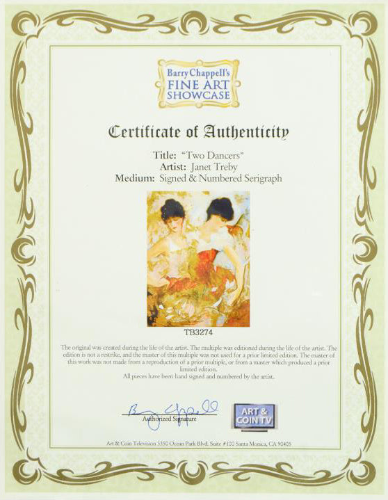 Two Dancers Janet Treby Serigraph Print Artist Hand Signed and Numbered