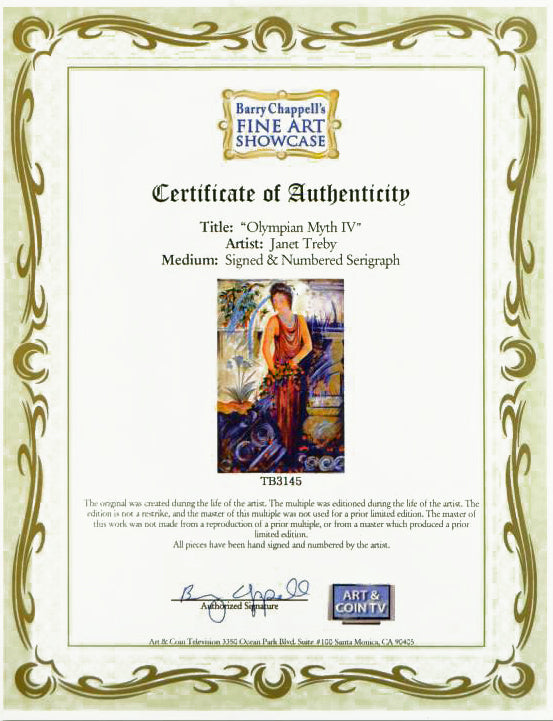 Olympian Myth IV Janet Treby Serigraph Print Artist Hand Signed and Numbered