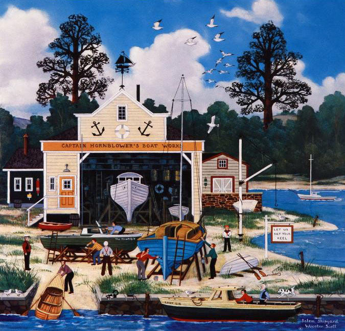 Salem Shipyard Jane Wooster Scott Lithograph Print Artist Hand Signed and Numbered
