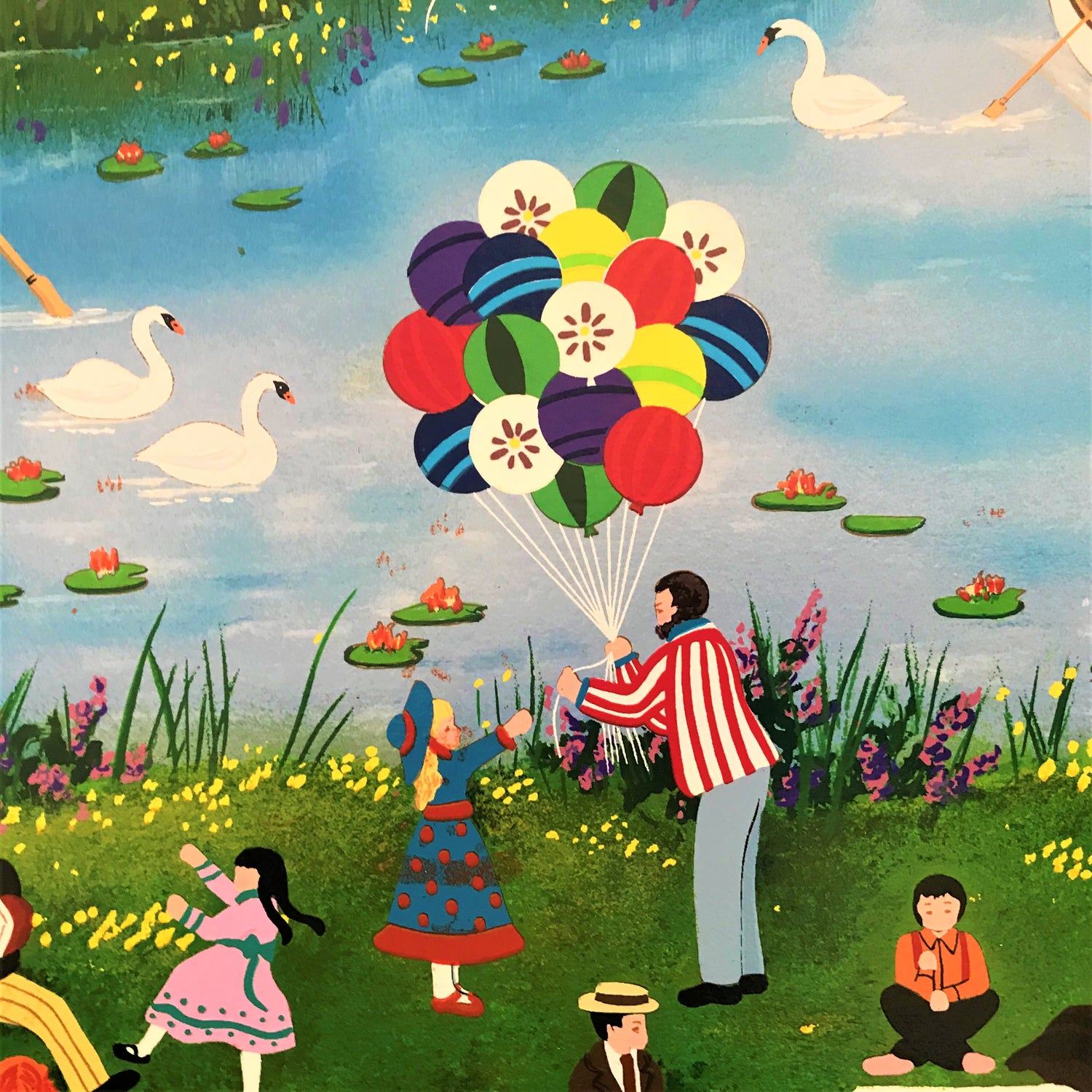 The Mothers Day Picnic Jane Wooster Scott Serigraph Print Artist Hand Signed and Numbered