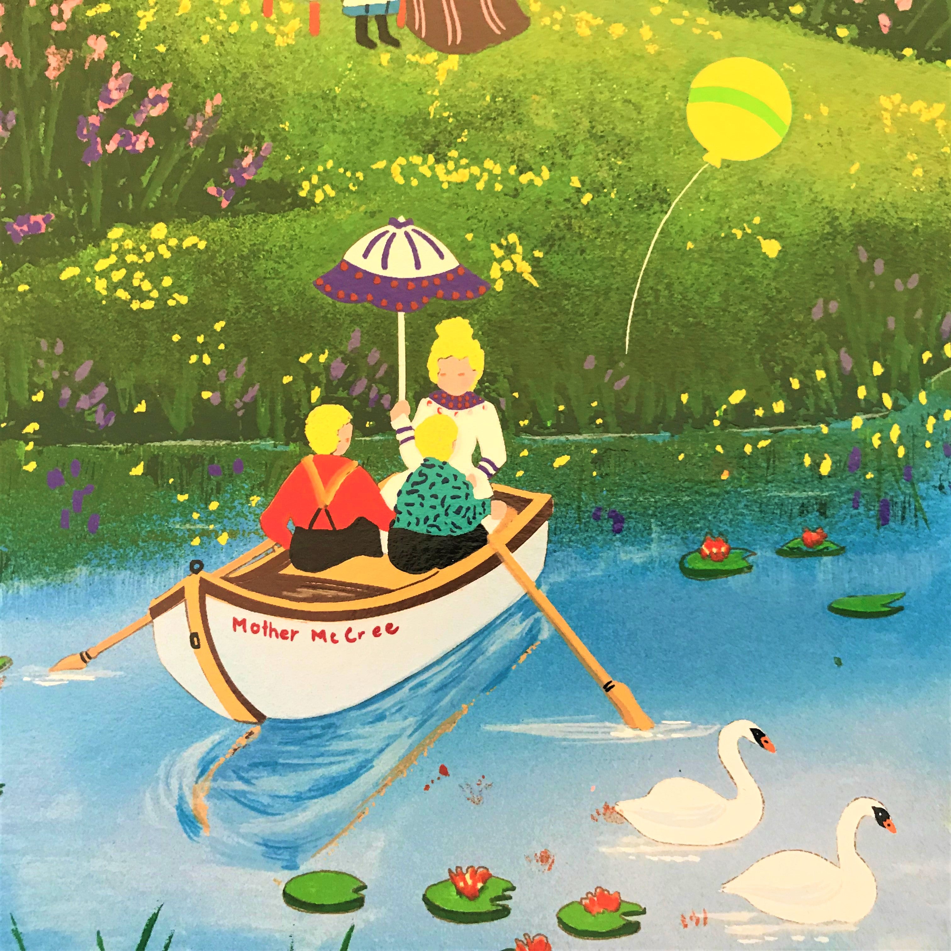 The Mothers Day Picnic Jane Wooster Scott Serigraph Print with Remarque Artist Hand Signed and Numbered