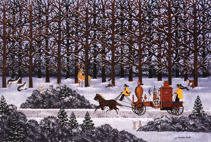 Dashing Through the Snow Jane Wooster Scott Lithograph Print Artist Hand Signed and Numbered