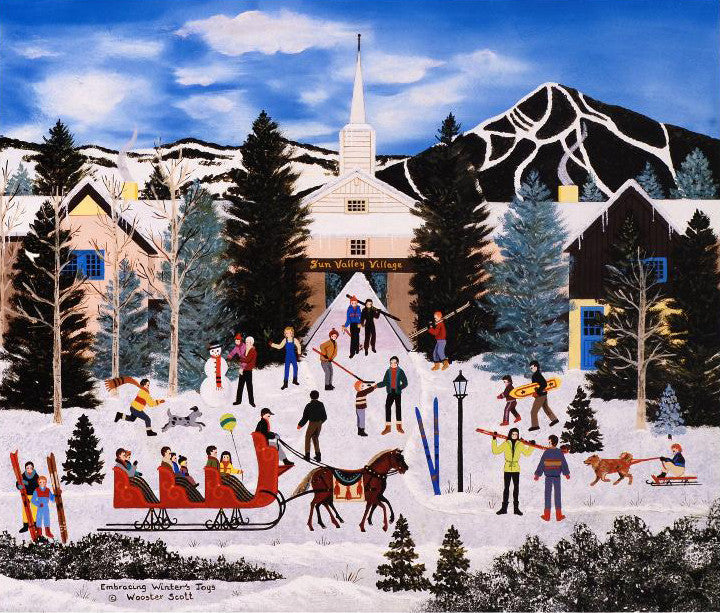 Embracing Winters Joys Jane Wooster Scott Lithograph Print Artist Hand Signed and Numbered