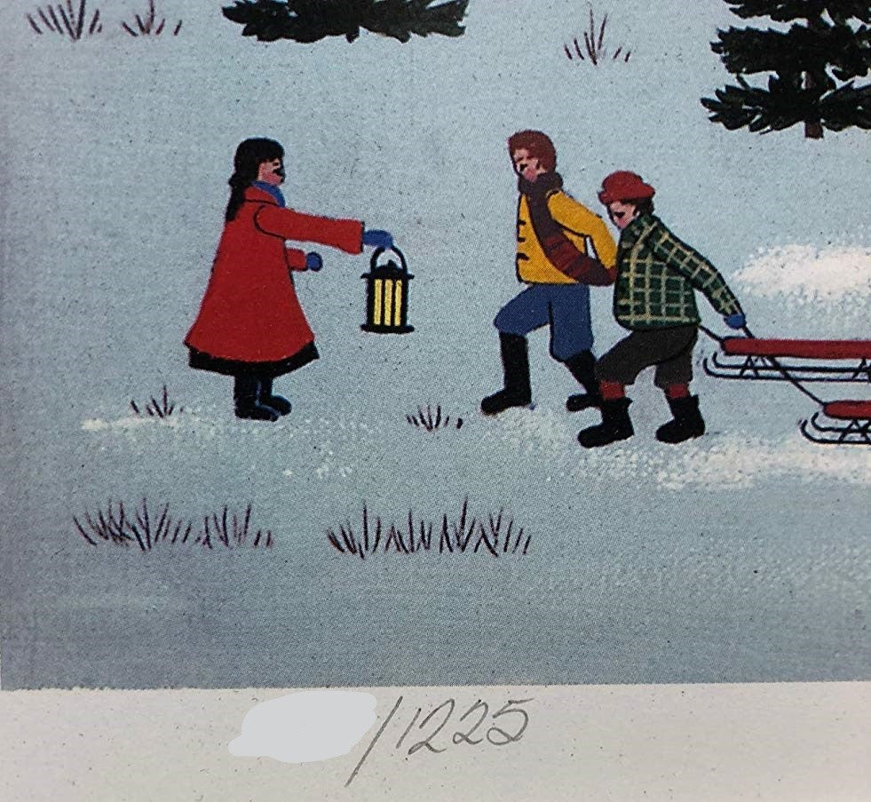 Jingle Bells and Carolers Jane Wooster Scott Lithograph Print Artist Hand Signed and Numbered