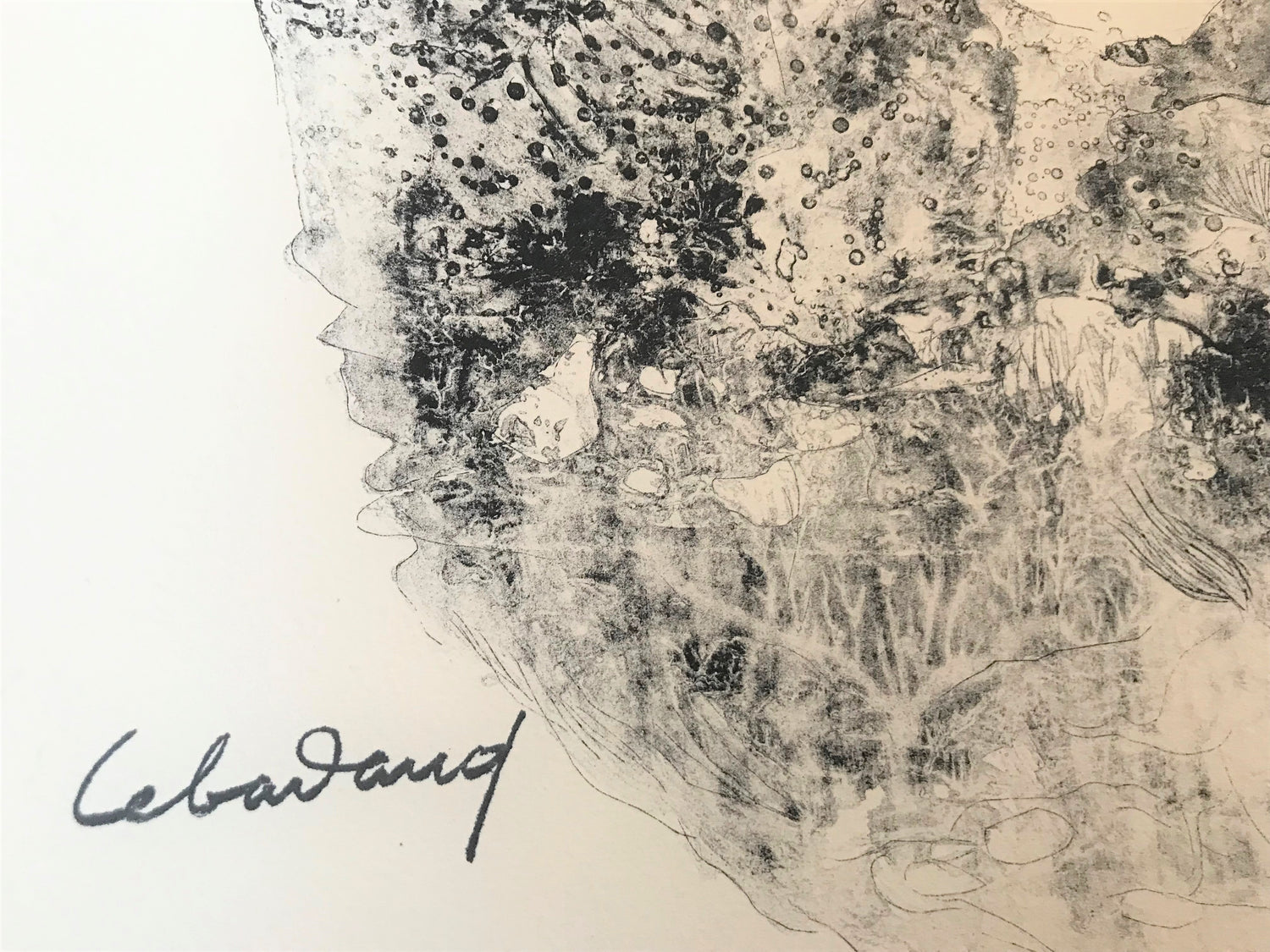 Abstract I Lebadang Hand Water Colored Lithograph Print Artist Plate Signed and Numbered