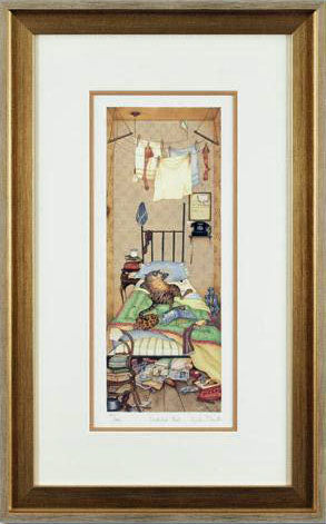 Bachelor Pad Linda Jane Smith Lithograph Print Artist Hand Signed Numbered and Framed