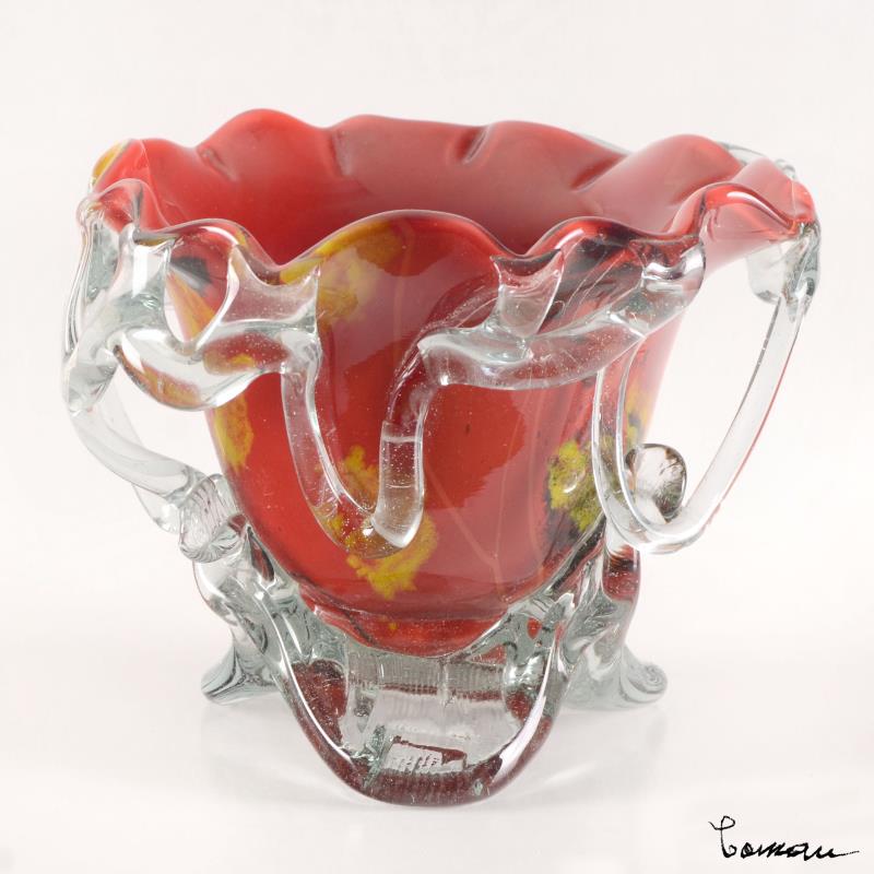 Misu Coman Hand Blown Glass Vase Sculpture Artist Hand Signed