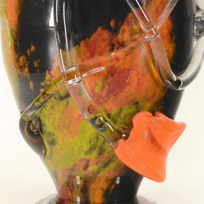 Misu Coman Hand Blown Glass Vase Sculpture Artist Hand Signed