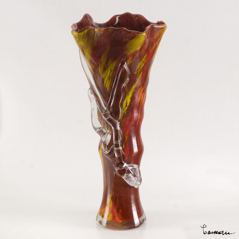 Misu Coman Hand Blown Glass Vase Sculpture Artist Hand Signed
