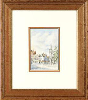 The Clock Tower Martin Goode Watercolor Painting Artist Hand Signed Framed