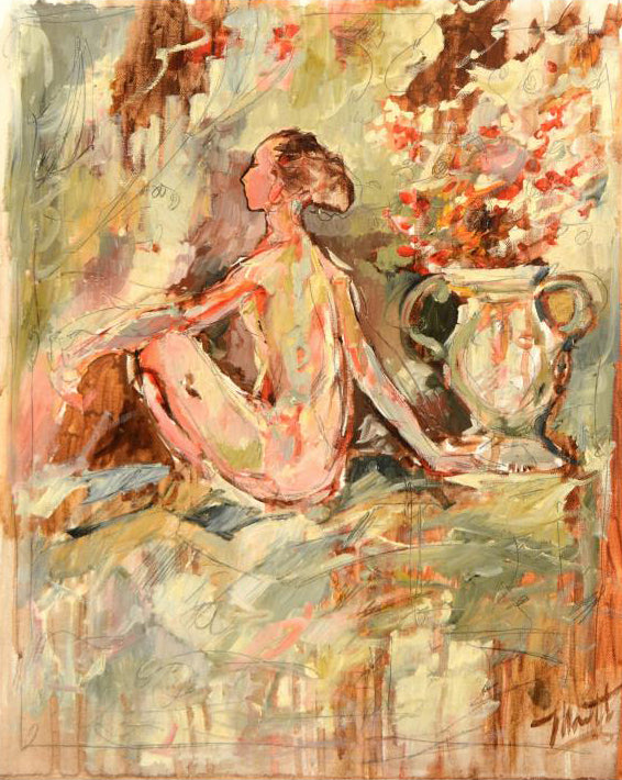 Nude V Marta Wiley Original Oil Painting on Canvas Artist Hand Signed and Thumb Printed