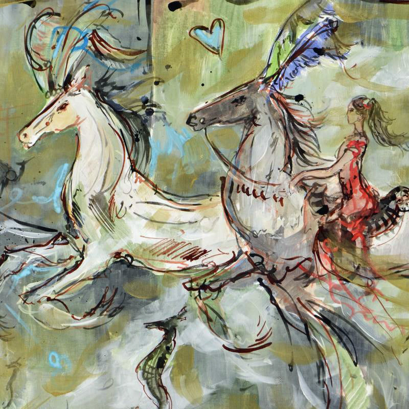 Marta Wiley Original Mixed Media Painting on Canvas Artist Signed and Thumb Printed