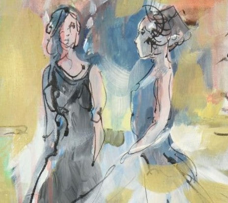 Marta Wiley Original Mixed Media Painting on Canvas Artist Signed and Thumb Printed
