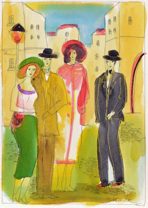 Moshe Leider Original Watercolor Painting Artist Hand Signed