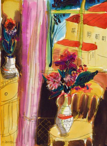 Moshe Leider Original Watercolor Painting Artist Hand Signed