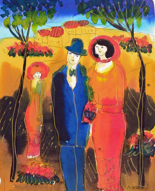 Moshe Leider Original Watercolor Painting Artist Hand Signed