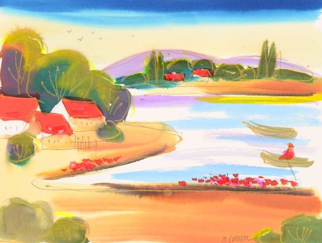 Moshe Leider Original Watercolor Painting Artist Hand Signed