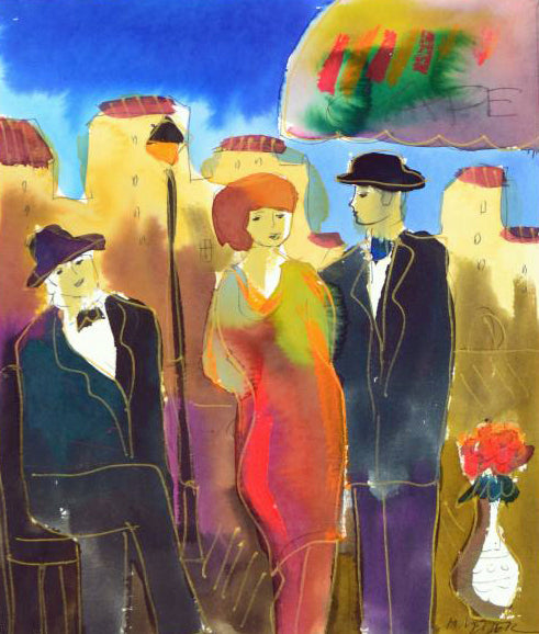 Moshe Leider Untitled Original Watercolor Painting Artist Hand Signed