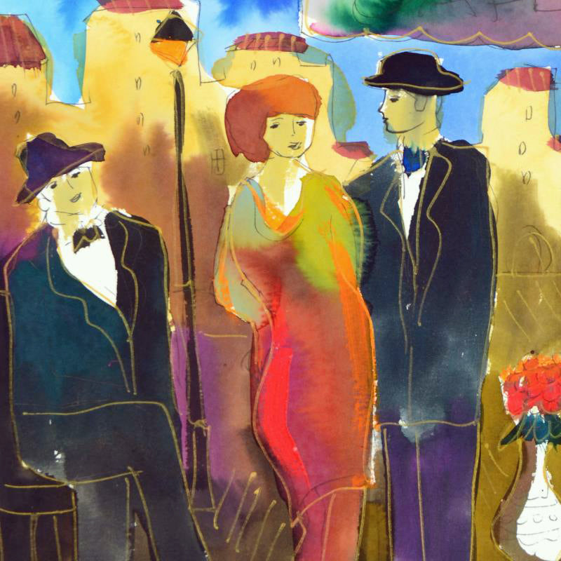 Moshe Leider Untitled Original Watercolor Painting Artist Hand Signed